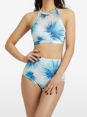 Tropical Leaf Print Bikini Set